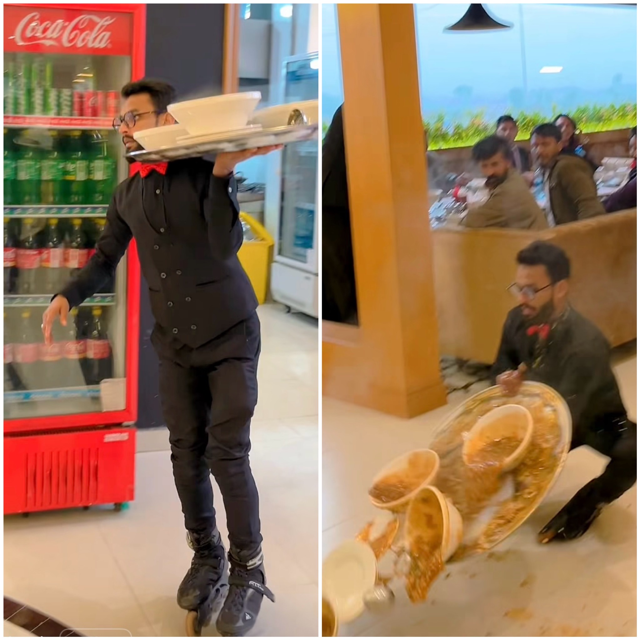 Pakistani Waiter on Skates Becomes Internet Sensation — After a Slip Goes Viral