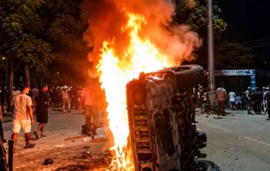 Mob attacks Indian Army's Assam Rifles camp, torches military vehicles in Manipur