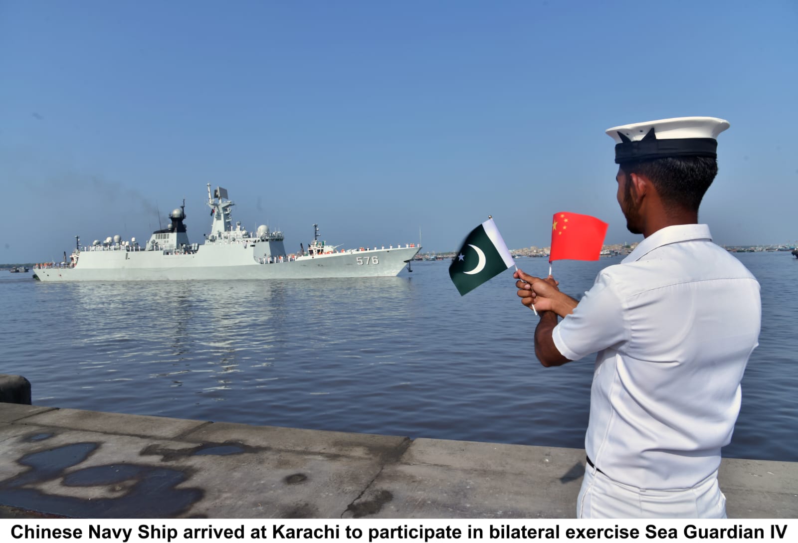 Chinese warship Daqing docks in Karachi for Pakistan-China 'Sea Guardian IV' naval drills