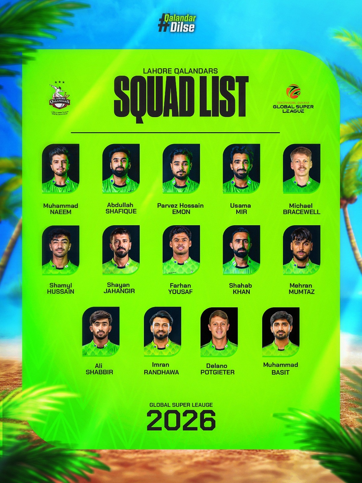 Atif Rana banks on emerging talent as Lahore Qalandars leave for Guyana for GSL 2026