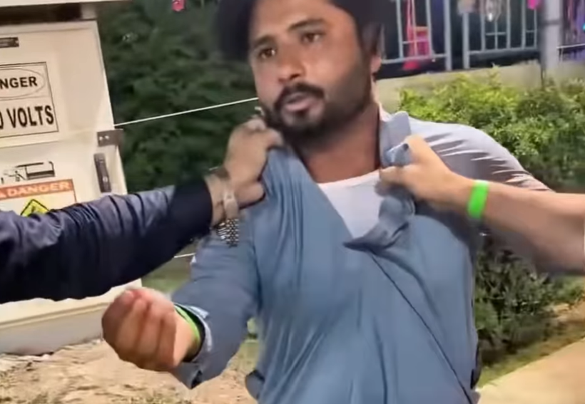 Flying kicks, punches and panic: Brave men deliver instant karma to harasser