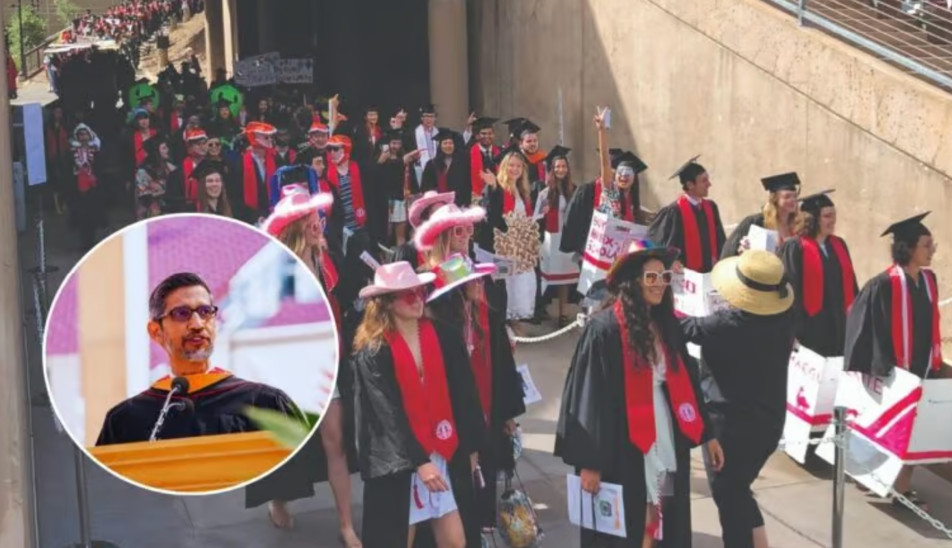 Hundreds of Stanford graduates use their big day to send Sundar Pichai a clear message about genocide