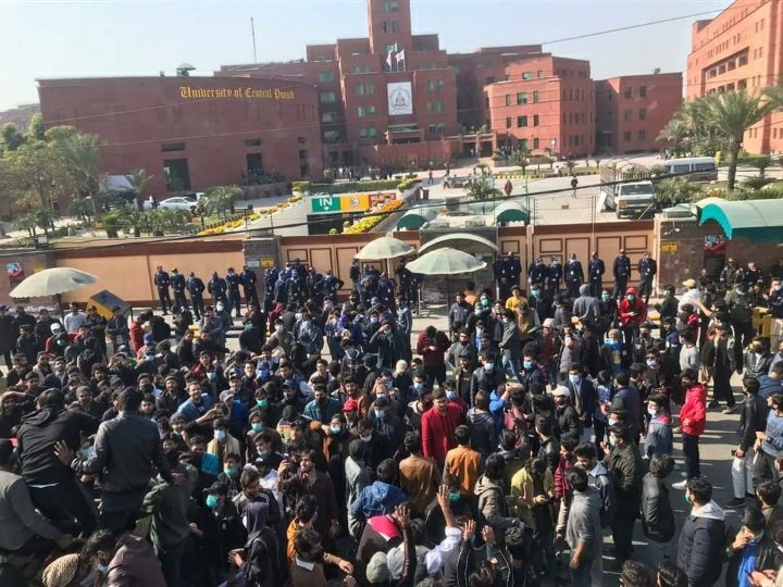 Police book hundreds of varsity students for 'vandalism', 'arson' outside campus