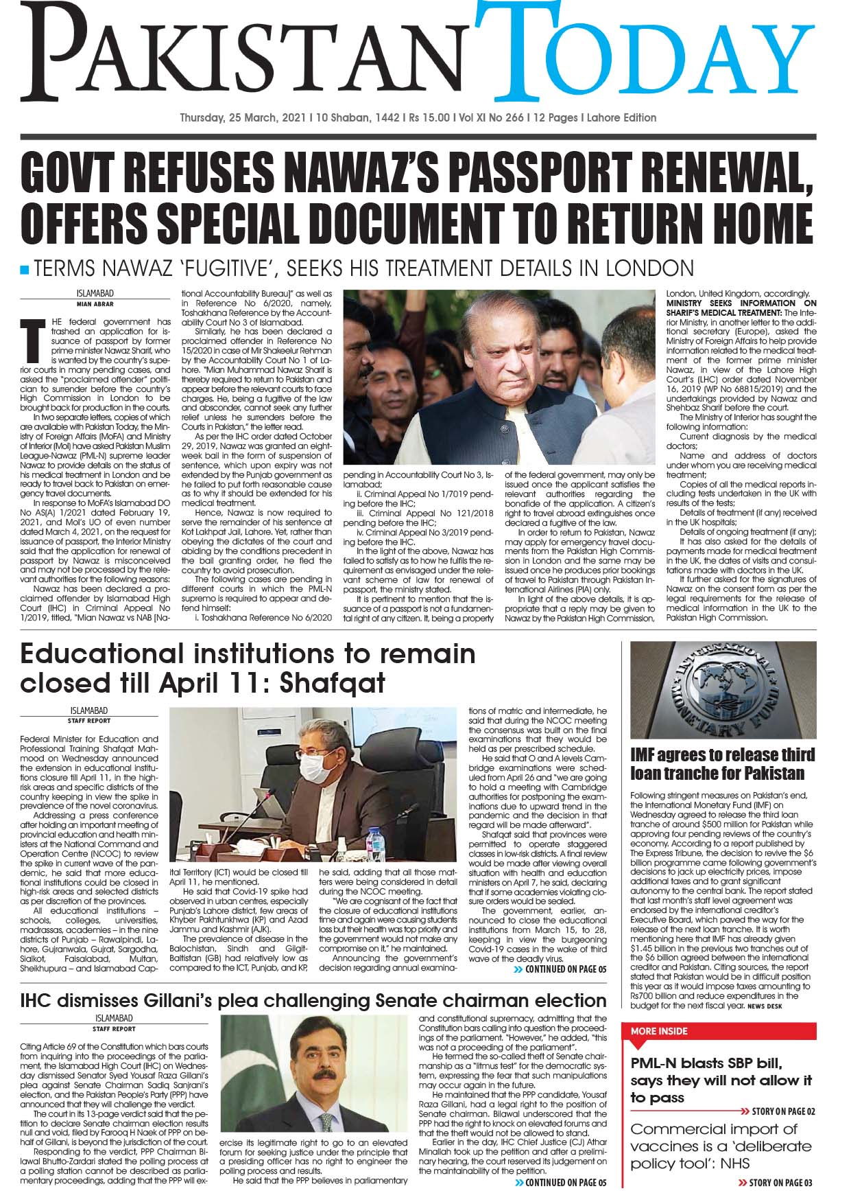 Epaper – March 25 LHR 2021