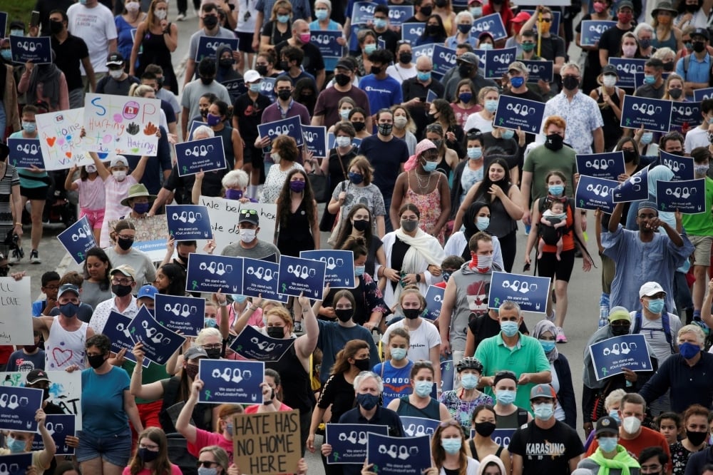 Thousands march in support of Muslim family killed in truck attack in Canada