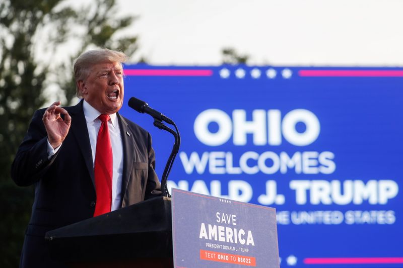 At Ohio rally, Trump knocks Biden on border, hints at 2024 plans