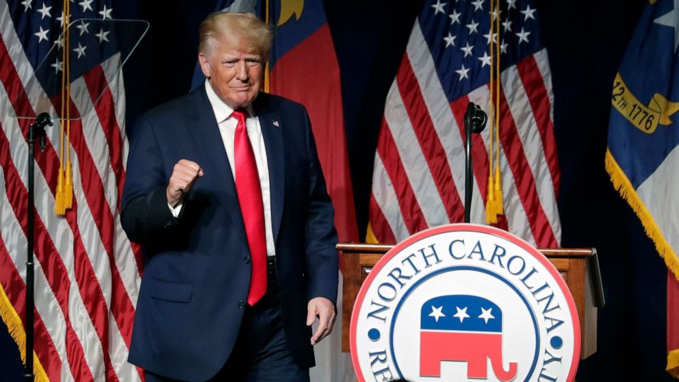 In rare public outing, Trump denounces China, dangles 2024 prospects