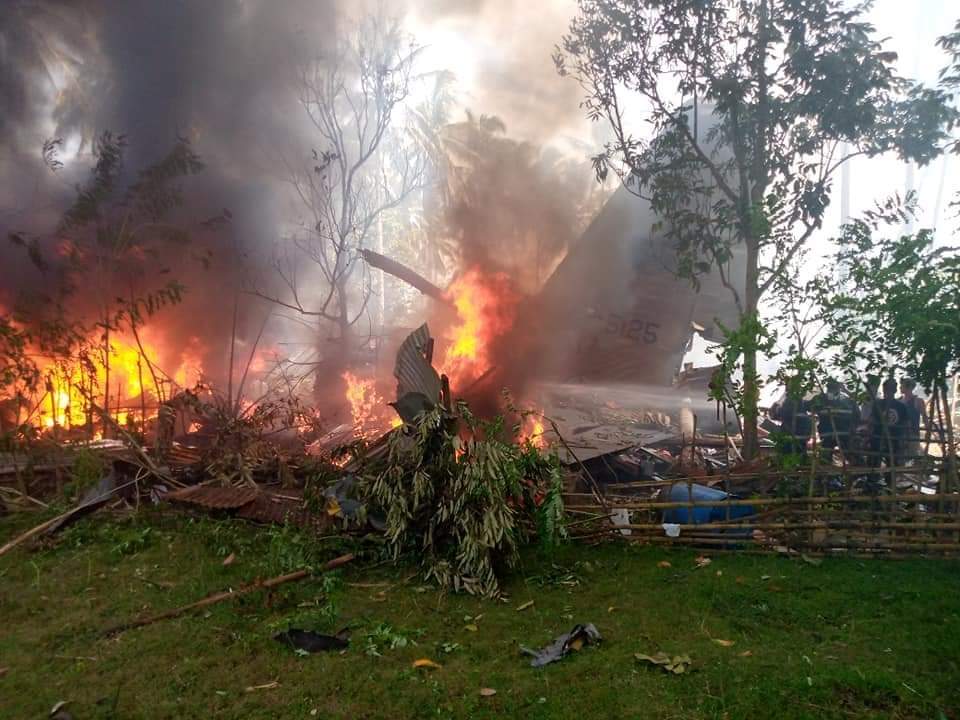 Philippine military plane carrying 85 people crashes