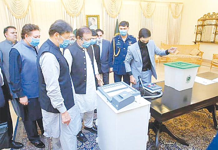 PM Imran tests electronic voting machine