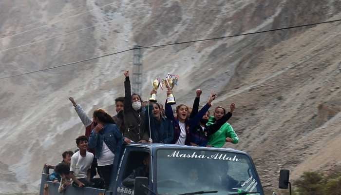 Young women display outstanding action during Gilgit-Baltistan cricket, football tournaments