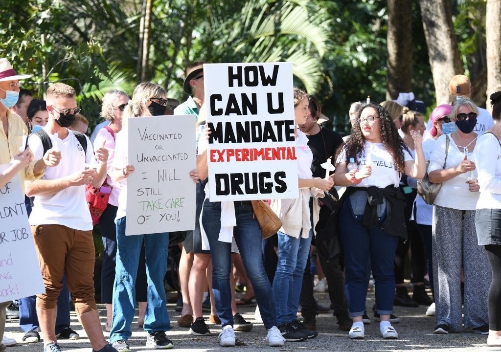 Australia vaccine-mandate protesters compare state govt to Nazis: media