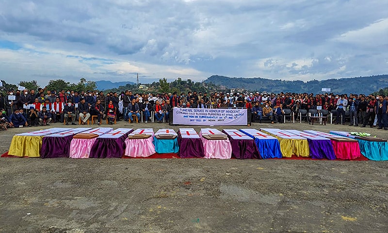 Hundreds attend mass funeral service for 15 civilians mistakenly killed by Indian security forces
