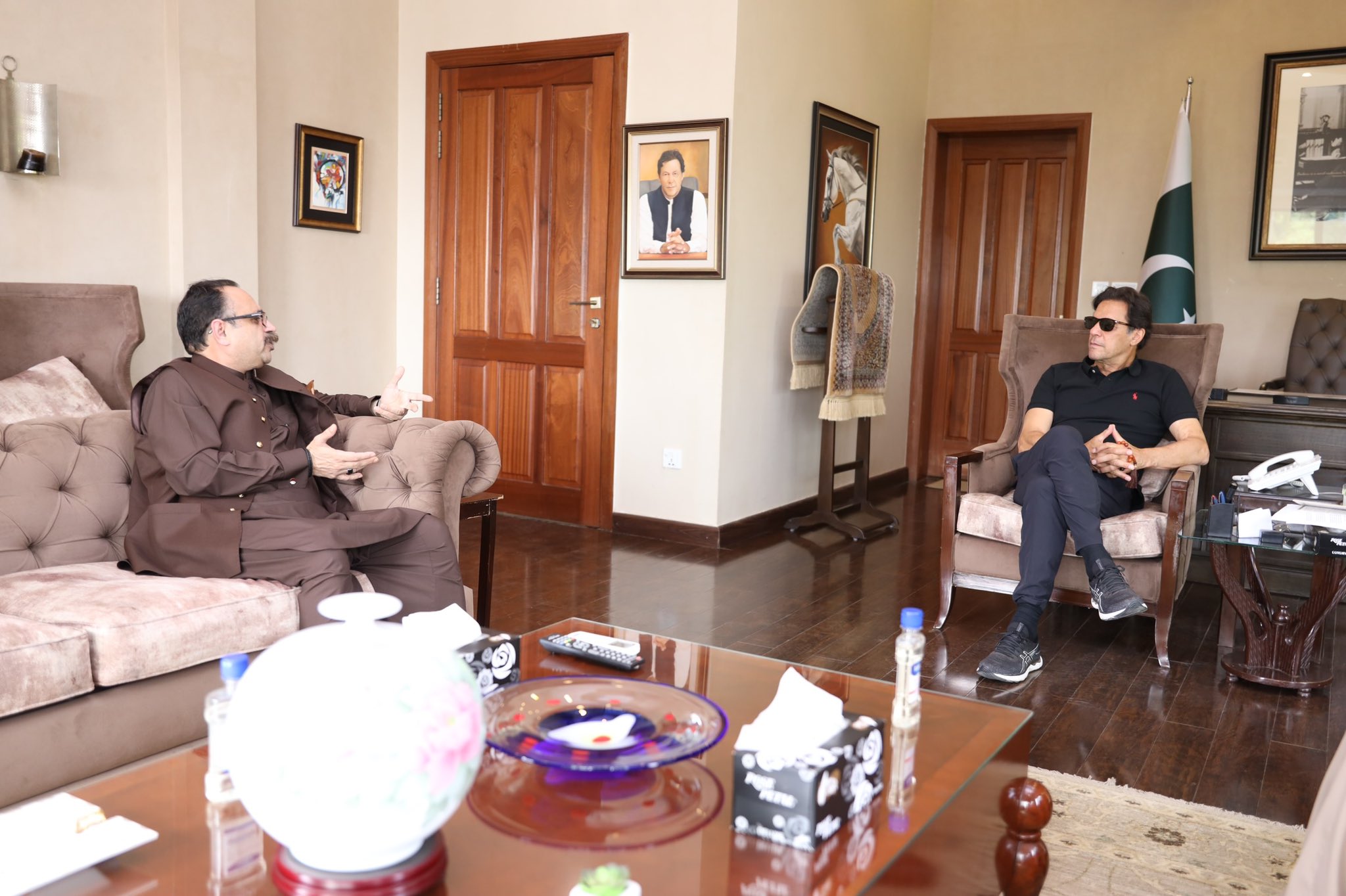 Chairman PTI felicitates Tanveer Ilyas on assuming charge as AJK PM