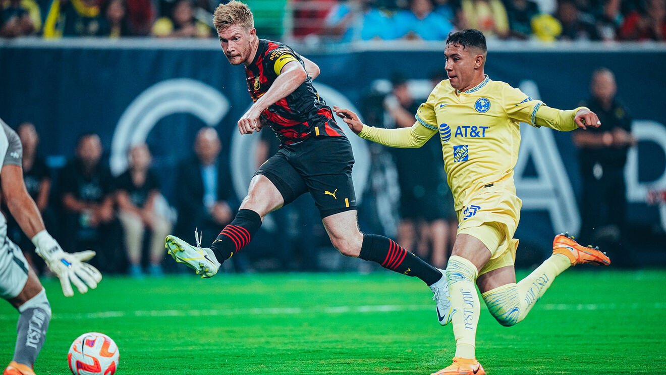 De Bruyne at the double as City down America