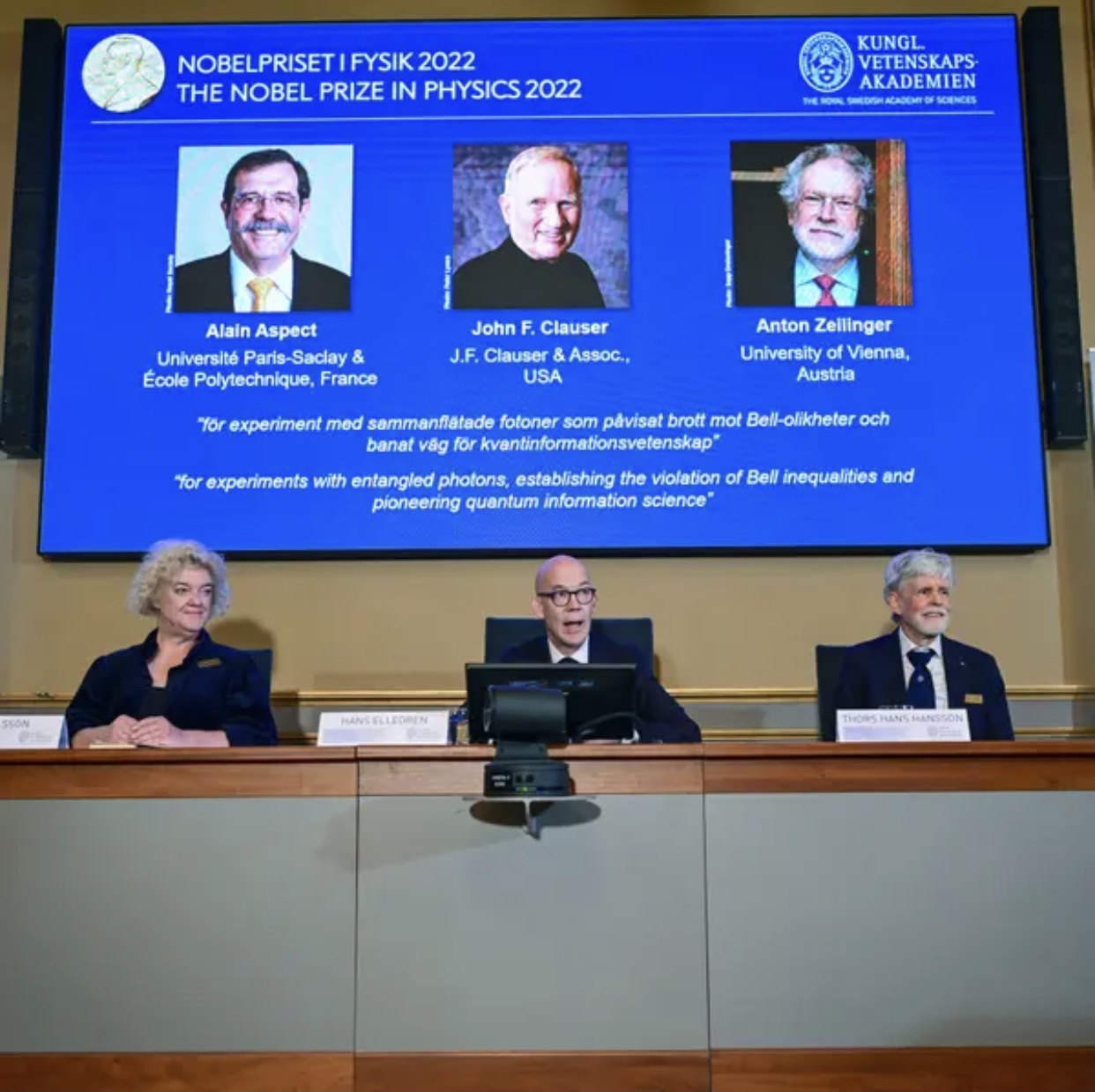 French-US-Austrian trio win physics Nobel for quantum mechanics work