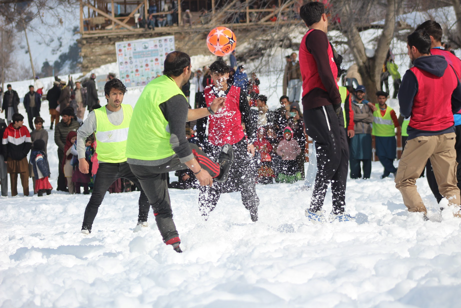 Snow football match held in Kalash Valley