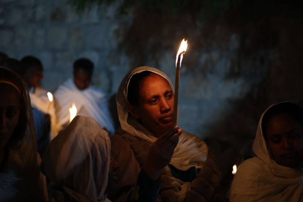 Thousands of Christians flock to Jerusalem for Orthodox Easter 'Holy Fire' rite