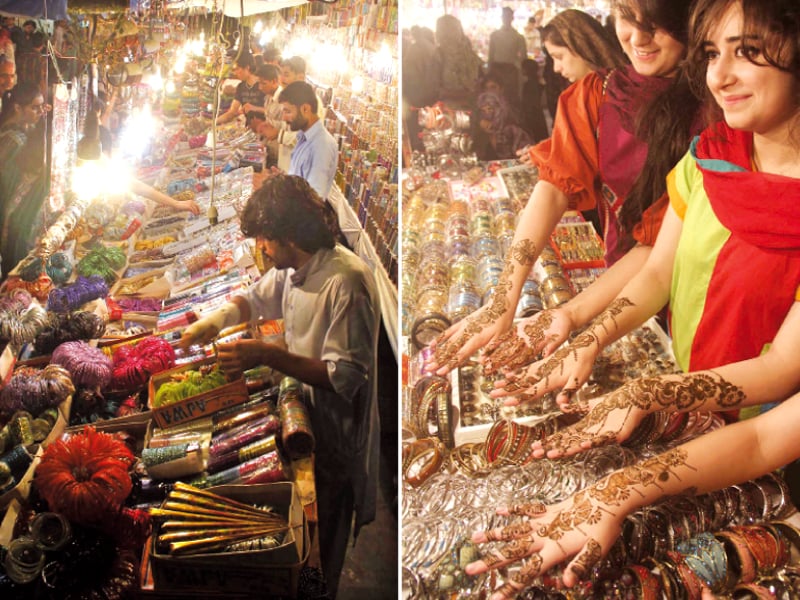 Henna, bangles' outlets attract girls, women as Eid shopping reaches to climax in KP