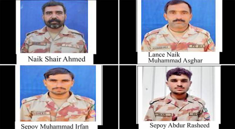 Four army soldiers martyred in terrorists' attack on Pak-Iran border