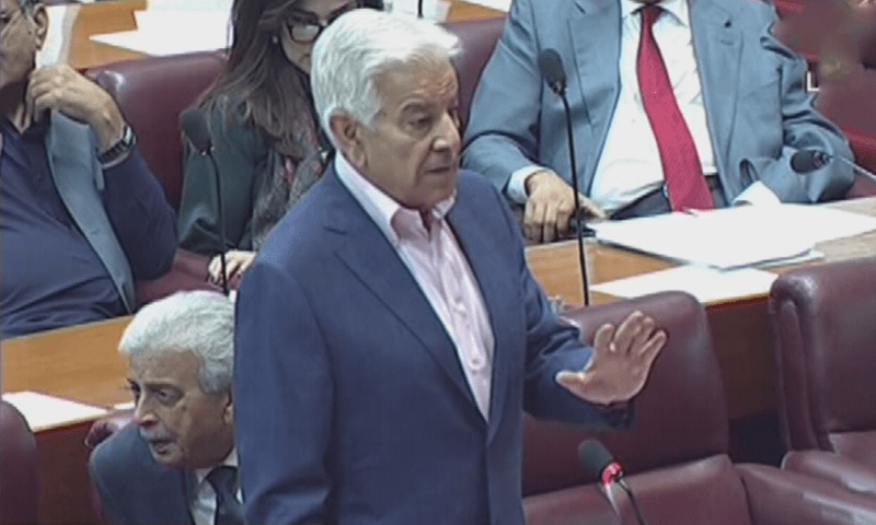 Asif says Centre, KP united against terror as NA erupts in chaos