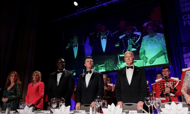 Biden takes Trump to task at White House correspondents’ dinner as Gaza protesters rally outside