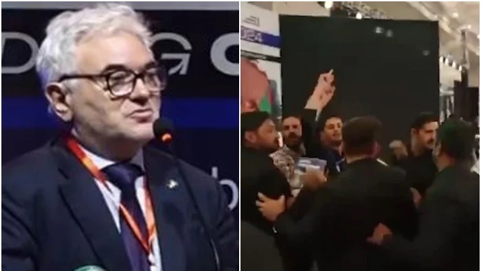 Pro-Palestinian protester disrupts German envoy’s speech at Asma Jahangir Conference