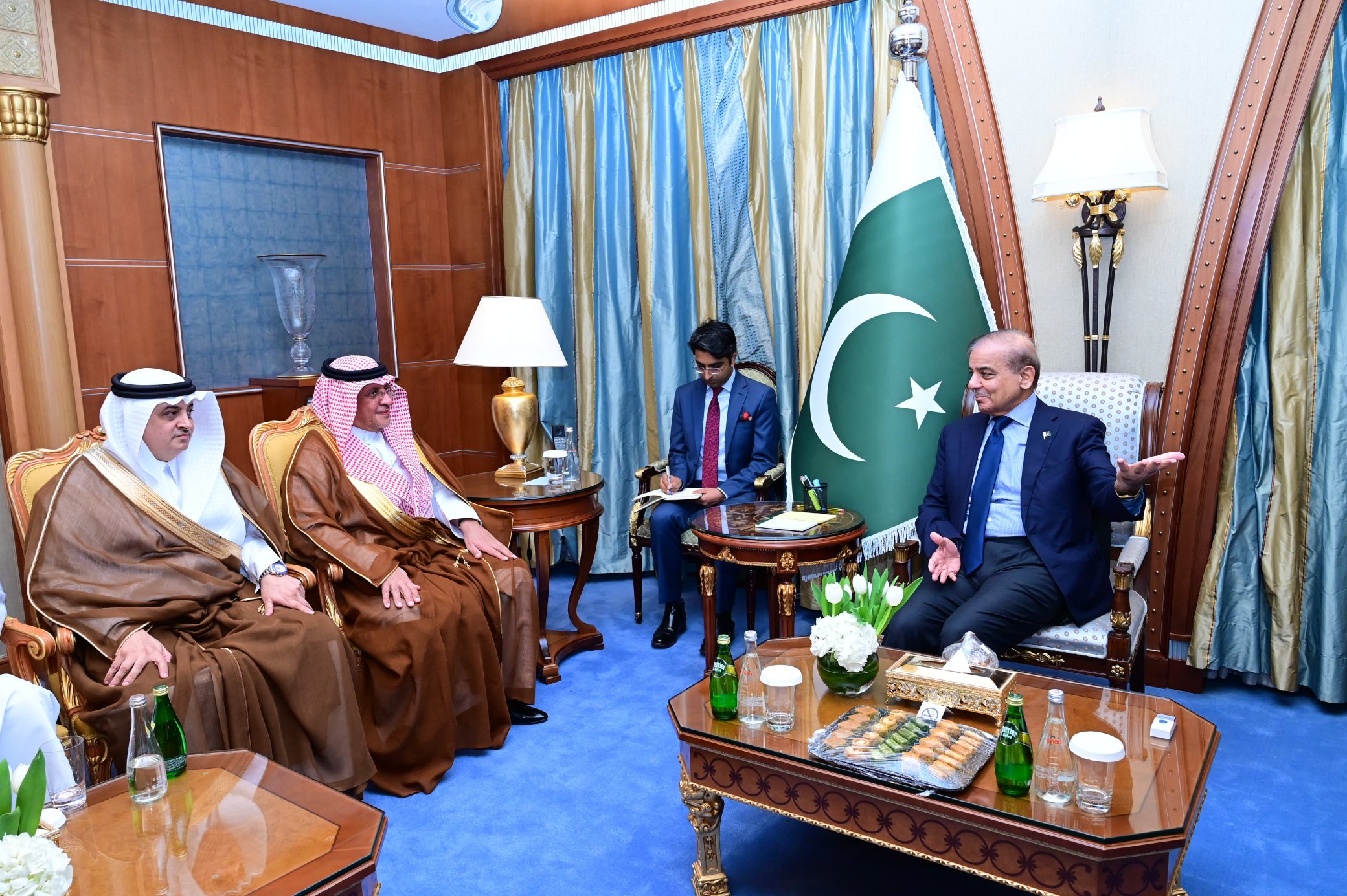 With high hopes, PM Shehbaz lands in KSA to attend WEF special meeting