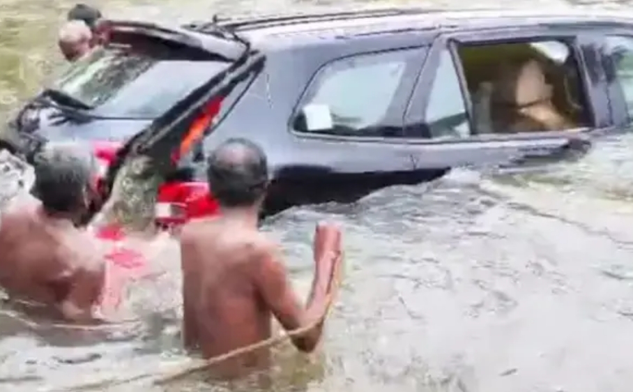 Tourists land car in stream while following Google Maps