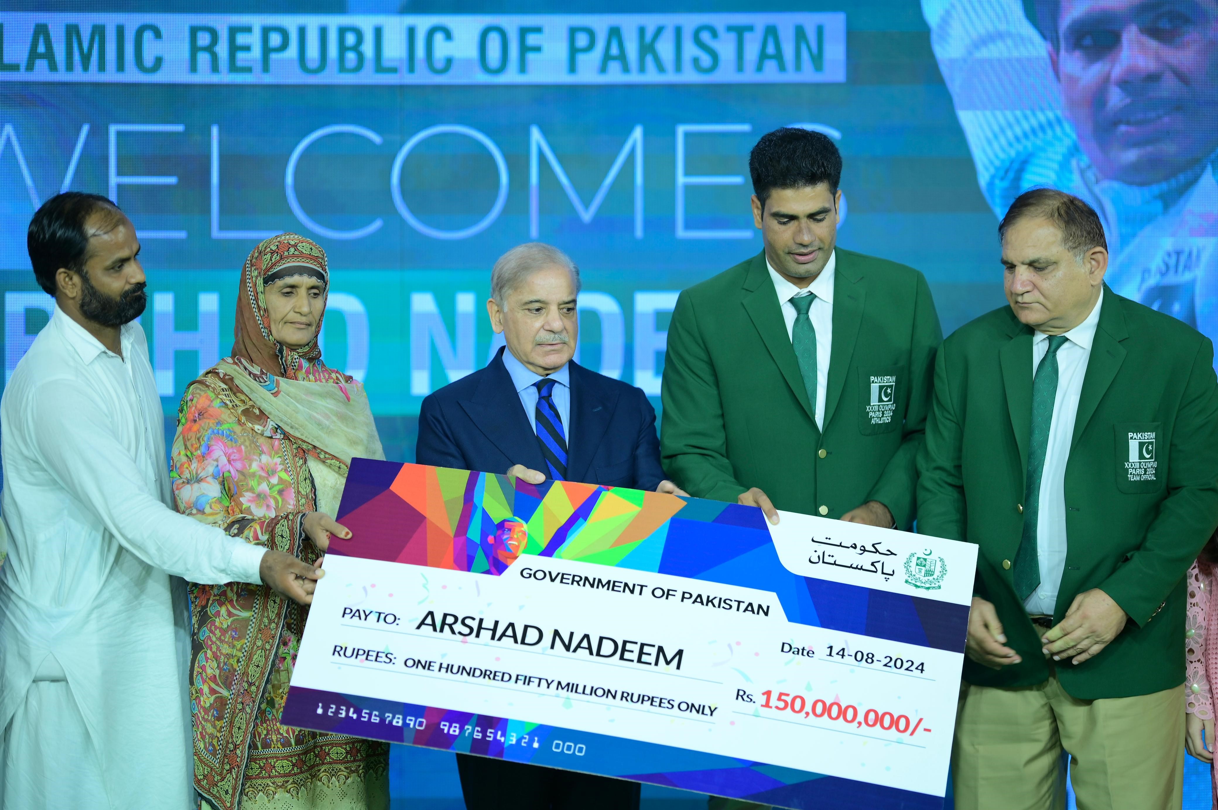 PM Shehbaz announces Rs150m reward for Olympian Arshad Nadeem, Rs10m for coach