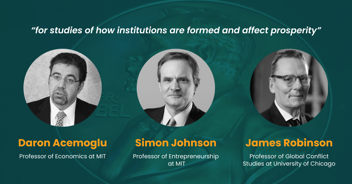 Institutions and latest economics Nobel laureates