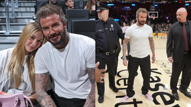 Harper Beckham Stuns at Heat vs. Pacers Game with Dad David Beckham