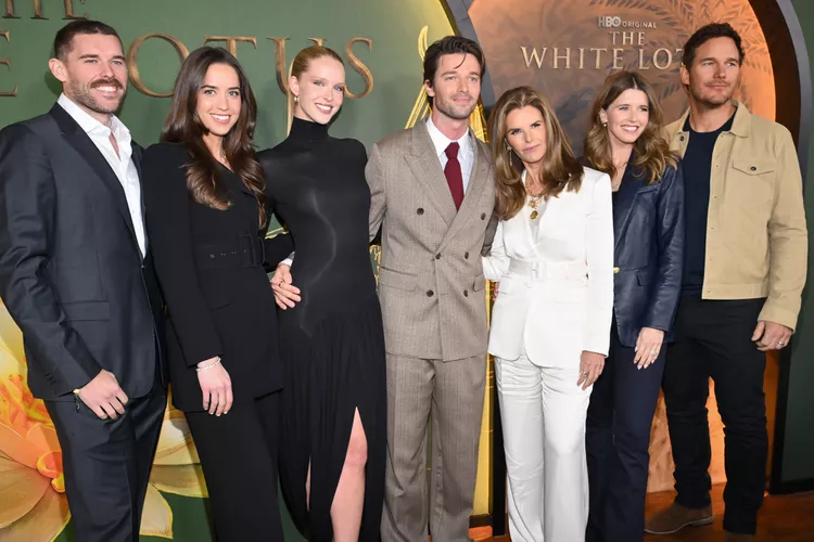 Patrick Schwarzenegger Celebrates ‘White Lotus’ Premiere with Maria Shriver, Chris Pratt, and Family in L.A.