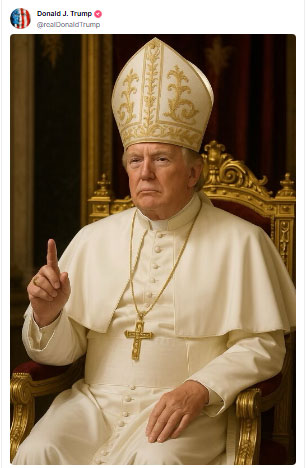 Trump posts spoof picture dressed as pope