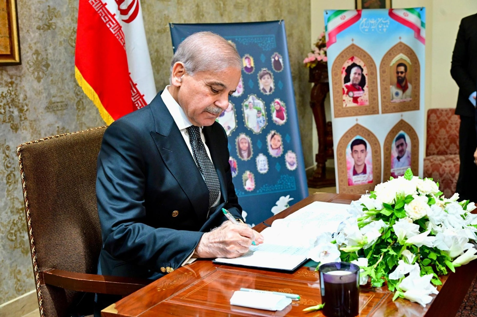PM Sharif pays tribute to Iranian martyrs and reaffirms solidarity during Iranian Embassy visit