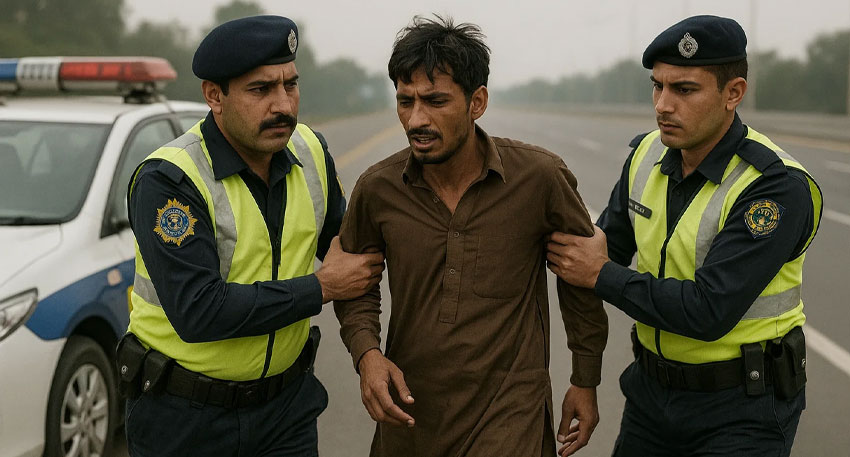 Man booked for attempting to cross motorway on foot