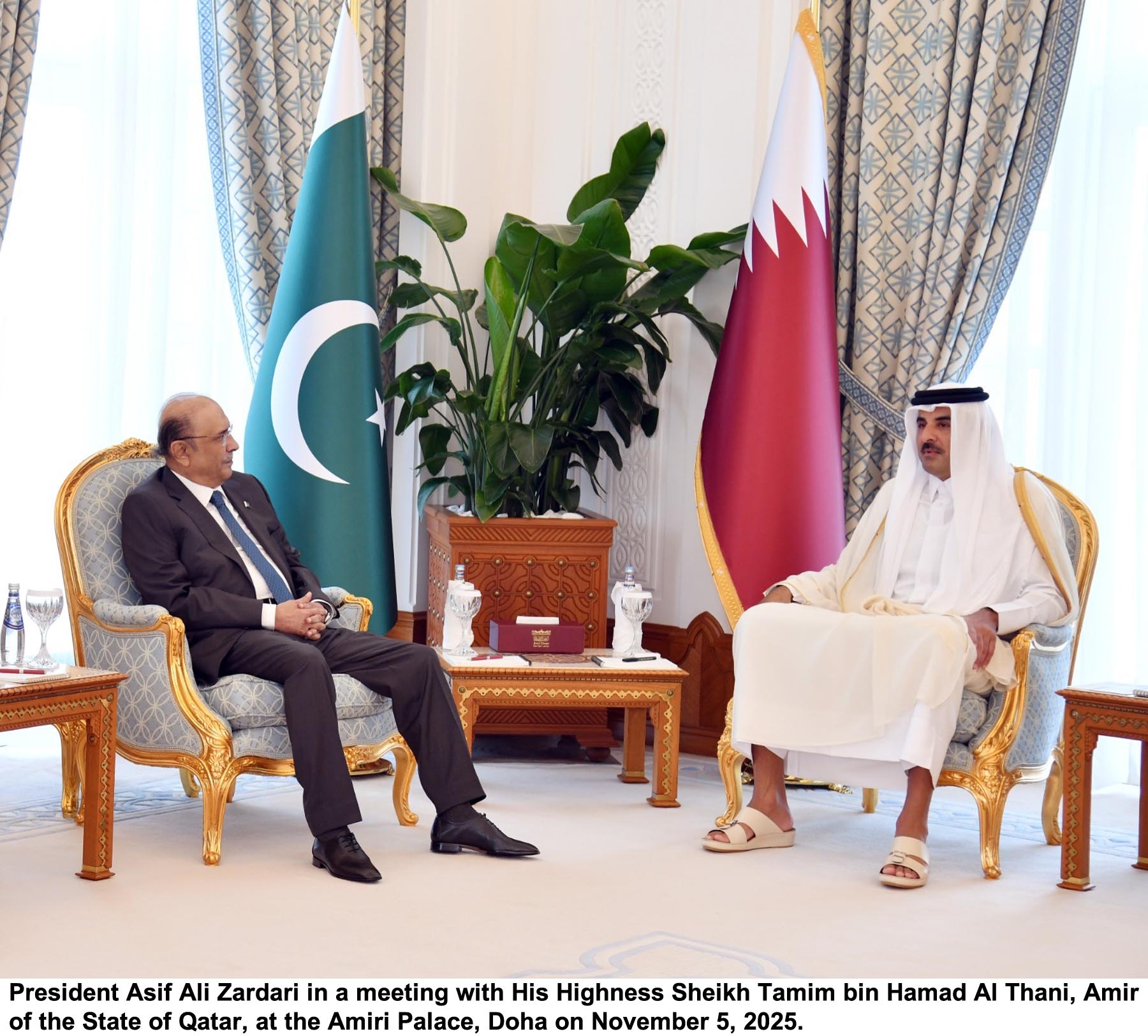 President Zardari, Emir of Qatar discuss ways to further cement cooperation