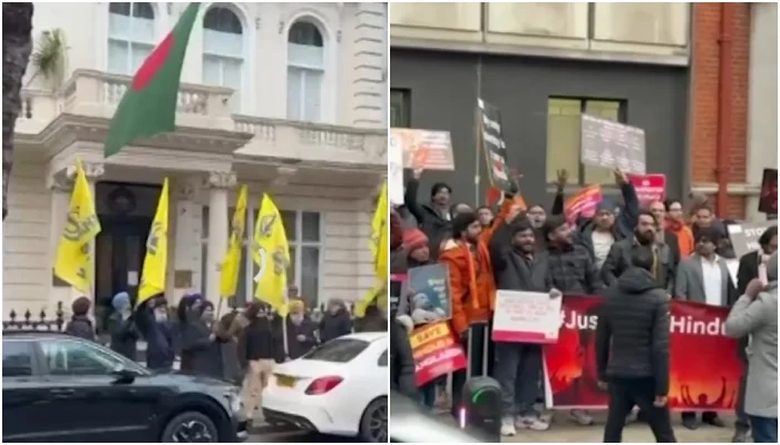 Sikh activists clash with Hindu protesters outside Bangladeshi High Commission in London