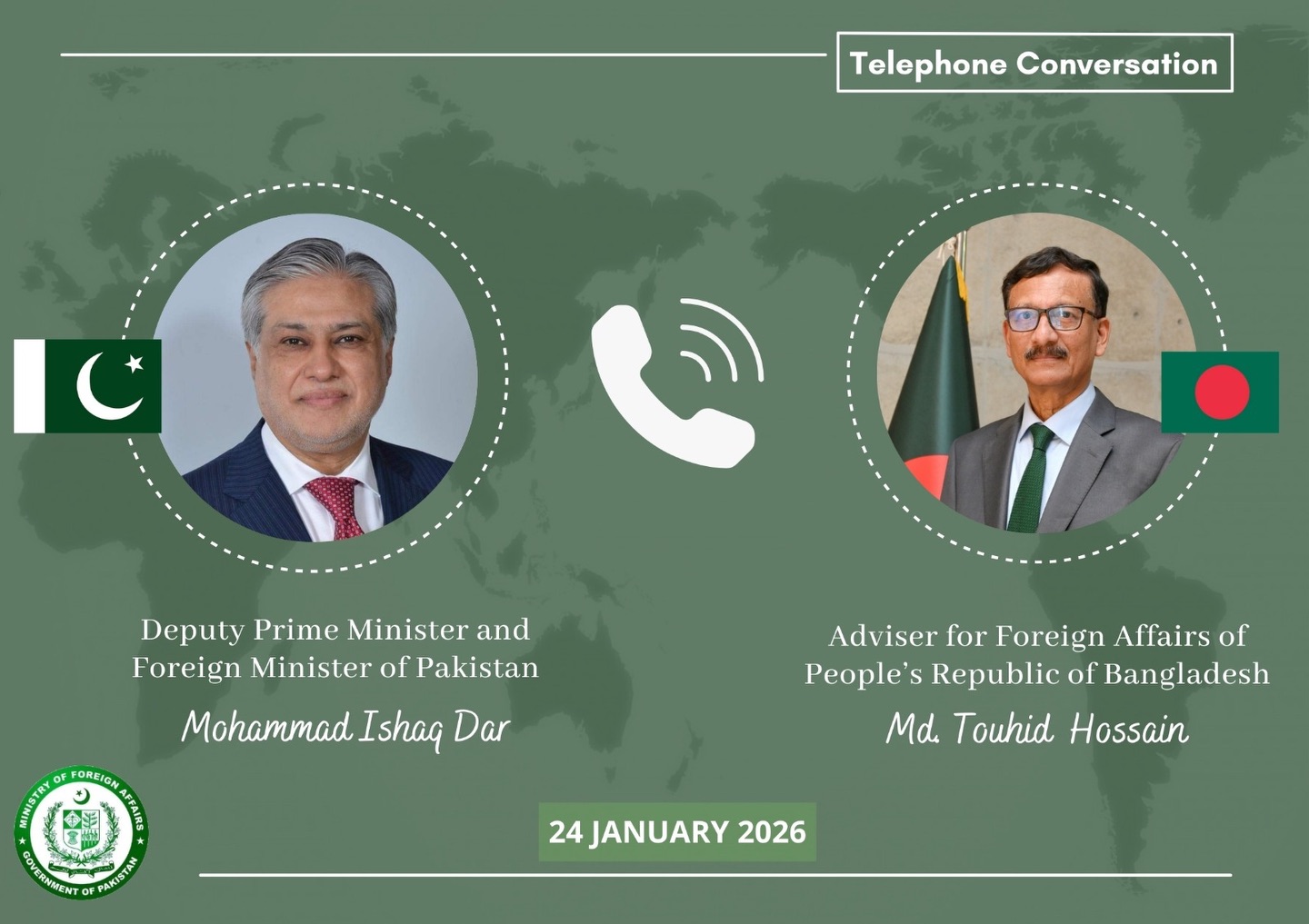 FM Dar, Bangladesh Adviser discuss trade, economic cooperation in phone call